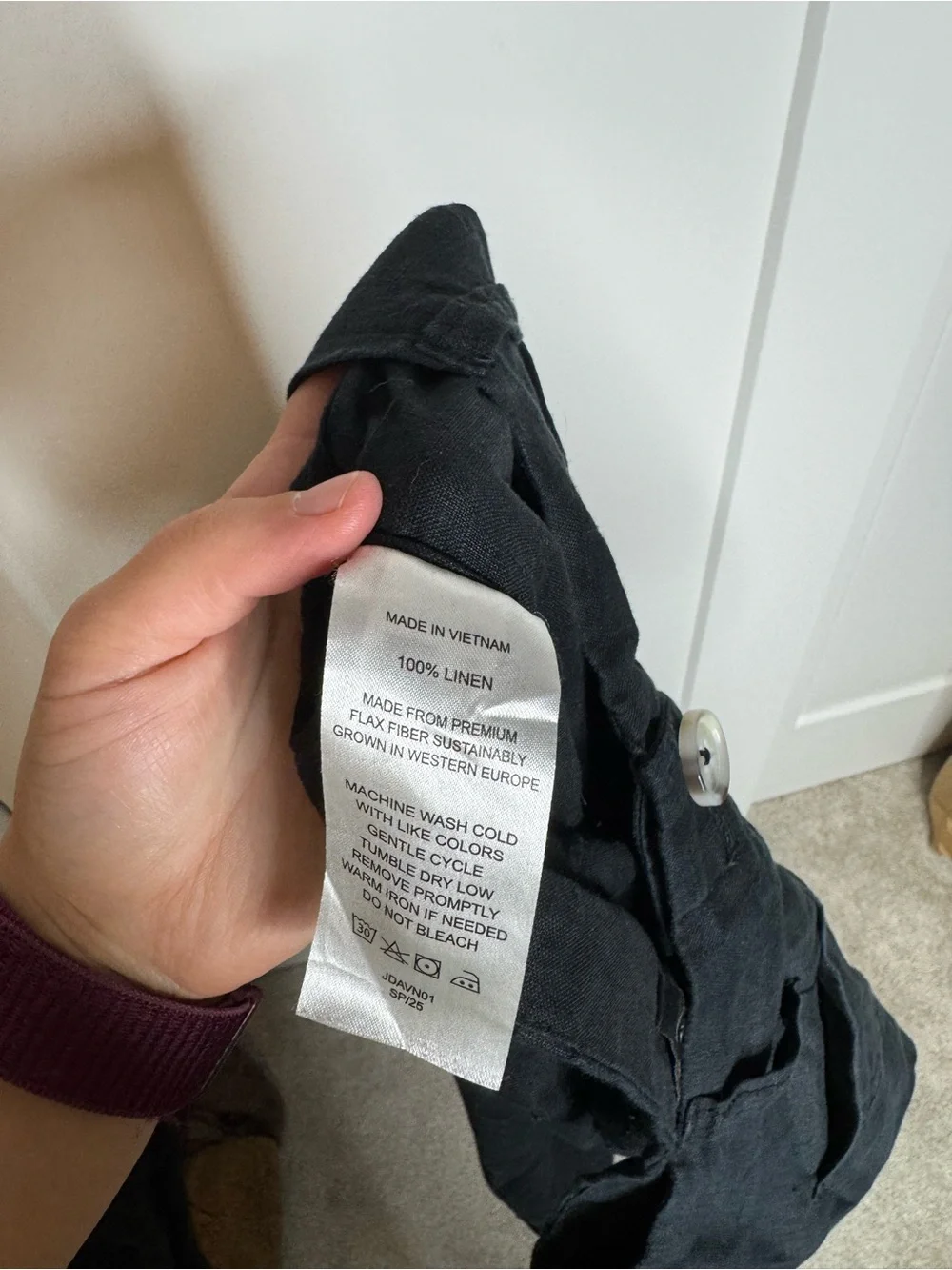 Quince 100% European Linen Wide Leg Trouser Black Size 6